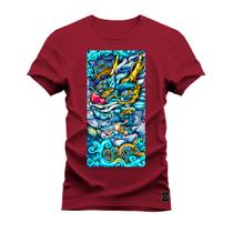 Camiseta Plus Size Confortável Premium Estampada Dragon Blue