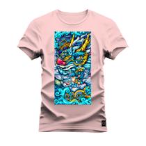 Camiseta Plus Size Confortável Premium Estampada Dragon Blue