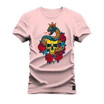 Camiseta Plus Size Confortável Premium Estampada Naja Caveira