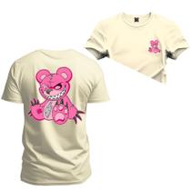 Camiseta Plus Size Confortável Premium Estampada Urso Garras Frente Costas