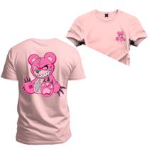 Camiseta Plus Size Confortável Premium Estampada Urso Garras Frente Costas