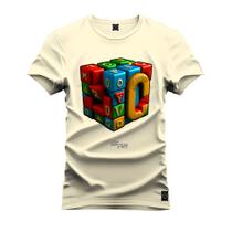Camiseta Plus Size Confortável Premium Macia Cubo Quadrado