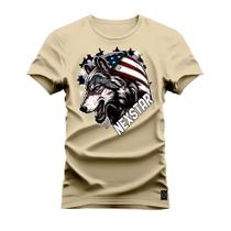 Camiseta Plus Size Confortável Premium Macia Lobo Americano Nexstar