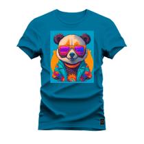 Camiseta Plus Size Confortável Premium Macia Panda Paz e amor