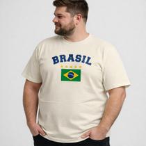 Camiseta Plus Size do Brasil Algodão Premium Torcedor Tamanho Grande G1 G2 G3 G4 G5