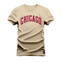 Camiseta Plus Size Estampada Algodão Premium Confortável Chicago Hom