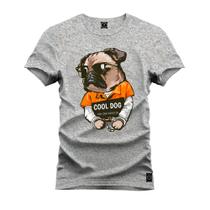 Camiseta Plus Size Estampada Algodão Premium Confortável Cool Dog