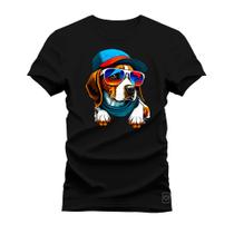 Camiseta Plus Size Estampada Algodão Premium Confortável Dog Praiano