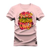 Camiseta Plus Size Estampada Algodão Premium Confortável Good Viber Only