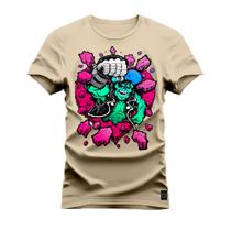 Camiseta Plus Size Estampada Algodão Premium Confortável Love Monkey