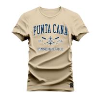 Camiseta Plus Size Estampada Algodão Premium Confortável Punta Cana