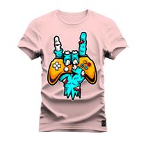 Camiseta Plus Size Estampada Algodão Premium Confortável Rock Game