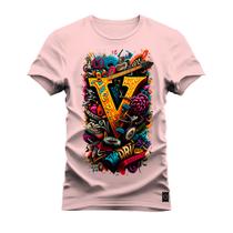 Camiseta Plus Size Estampada Algodão Premium Confortável V struments