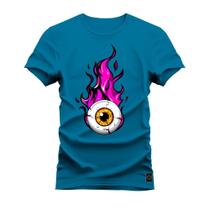 Camiseta Plus Size Estampada Algodão Premium Olho em Chamas