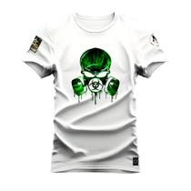 Camiseta Plus Size Estampada Algodão Street Premium Estampada Toxic Caveira