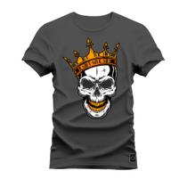 Camiseta Plus Size Estampada Confortável Premium Macia King OF Caveirão