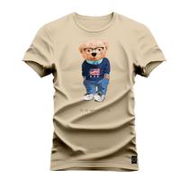 Camiseta Plus Size Estampada Confortável Premium Macia Urso Bem Vestido