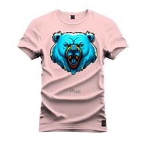 Camiseta Plus Size Estampada Confortável Premium Macia Urso Cabeça