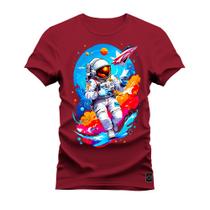 Camiseta Plus Size Estampada Premium Algodão Astronalta Viagem