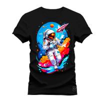 Camiseta Plus Size Estampada Premium Algodão Astronalta Viagem