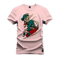 Camiseta Plus Size Estampada Premium Algodão Caveira Skatista