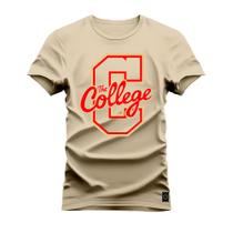 Camiseta Plus Size Estampada Premium Algodão College