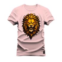 Camiseta Plus Size Estampada Premium Algodão Leon Rugido