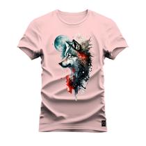 Camiseta Plus Size Estampada Premium Algodão Lobo Pensador