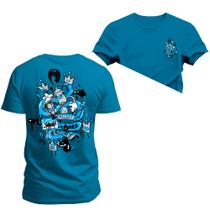 Camiseta Plus Size Estampada Premium Algodão Spray Blue Frente Costas
