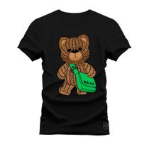 Camiseta Plus Size Estampada Premium Algodão Urso Bear