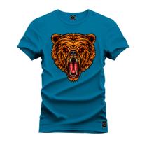 Camiseta Plus Size Estampada Premium Algodão Urso Caçador