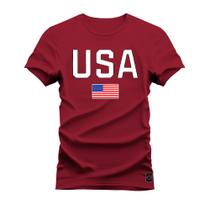 Camiseta Plus Size Estampada Premium Algodão USA Bandeira