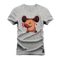 Camiseta Plus Size Estampada Unissex Algodão Confortável Capivara Forte