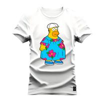 Camiseta Plus Size Estampada Unissex Algodão Confortável Homer Tropical