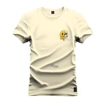 Camiseta Plus Size Estampada Unissex Macia Confortável Premium Caveira Emoji Peito
