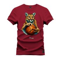 Camiseta Plus Size Estampada Unissex Macia Confortável Premium Onça Basquete