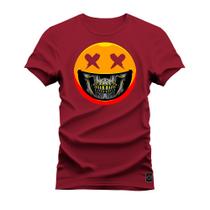 Camiseta Plus Size Estampada Unissex Macia Confortável Premium Smile Caveira
