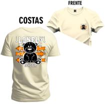 Camiseta Plus Size Estampada Unissex Macia Confortável Premium Urso Loney Frente e Costas