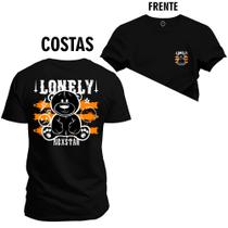 Camiseta Plus Size Estampada Unissex Macia Confortável Premium Urso Loney Frente e Costas