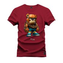 Camiseta Plus Size Estampada Urso Corrente