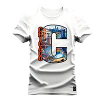 Camiseta Plus Size Extra Grande Algodão Estampa Digital Chicago City