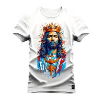 Camiseta Plus Size Extra Grande Estampa Dtf Premium Jesus Cristo Aquarela