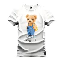 Camiseta Plus Size Extra Grande Gola Redonda Estampa Dtf Premium Urso Nerds