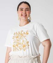 Camiseta Plus Size Feminina Estampa Flor Marisa Off Wh-70051