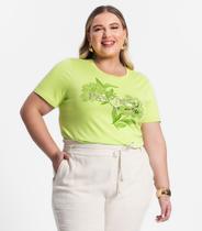 Camiseta Plus Size Feminina Estampada Secret Glam Verde