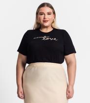 Camiseta Plus Size Feminina Love Secret Glam Preto