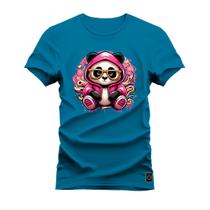 Camiseta Plus Size Forma Grande 30.1 Penteada Estampada Panda Swag