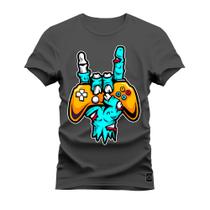 Camiseta Plus Size Forma Grande Confortável Estampada Rock Game