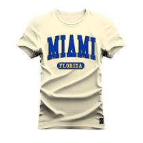 Camiseta Plus Size Forma Grande Gola Redonda Estampa Dtf Premium Miami