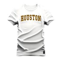 Camiseta Plus Size Forma Grande Gola Redonda Estampada Houston